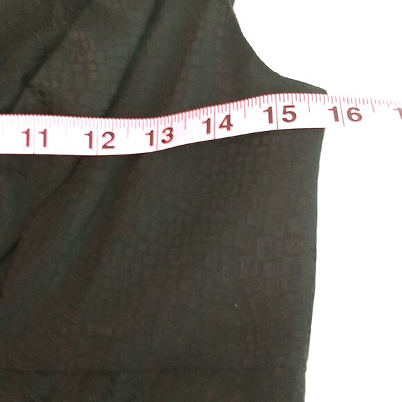 Kenar Silk Spaghetti Strap Dress Women's Sz 6 Black Eyelash Lace V Neck Pleated - Picture 11 of 16